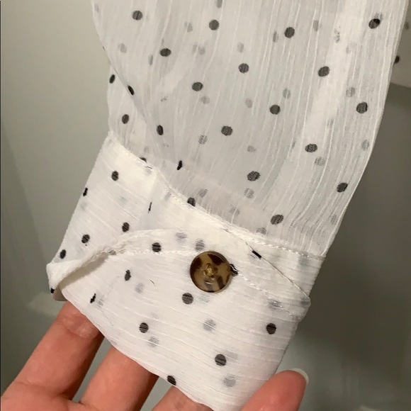 Volcom Sheer White Polka Dot Blouse - Picture 3 of 3